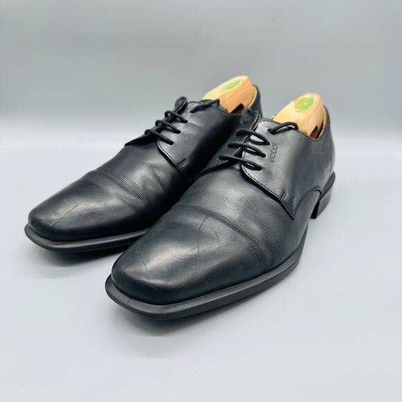 ECCO Shoes Mens 11 Black Leather Cap Toe Derby Oxford Dress Comfort Classic main image 11